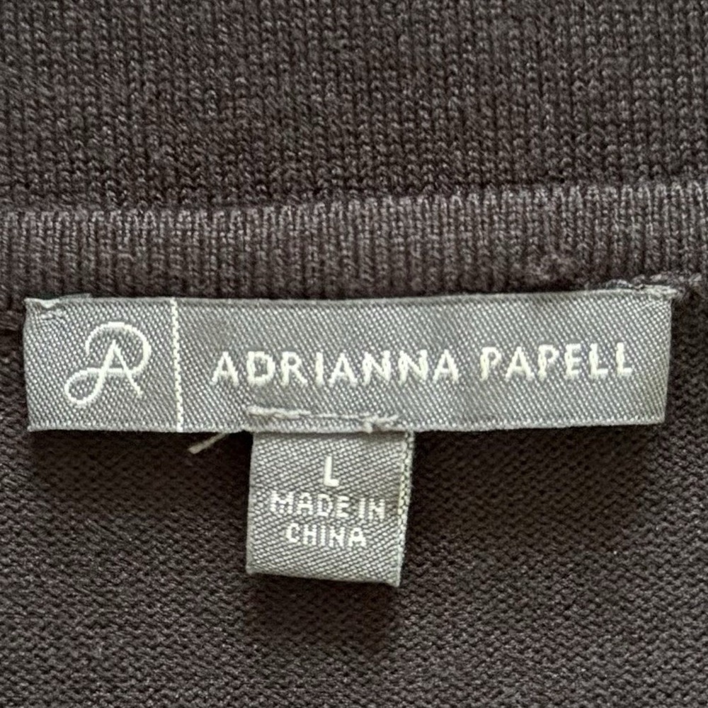 Adrianna Papell Black Blouse Sz L Polka Dot Sheer Sleeve Top Elegant Work office - Picture 4 of 8